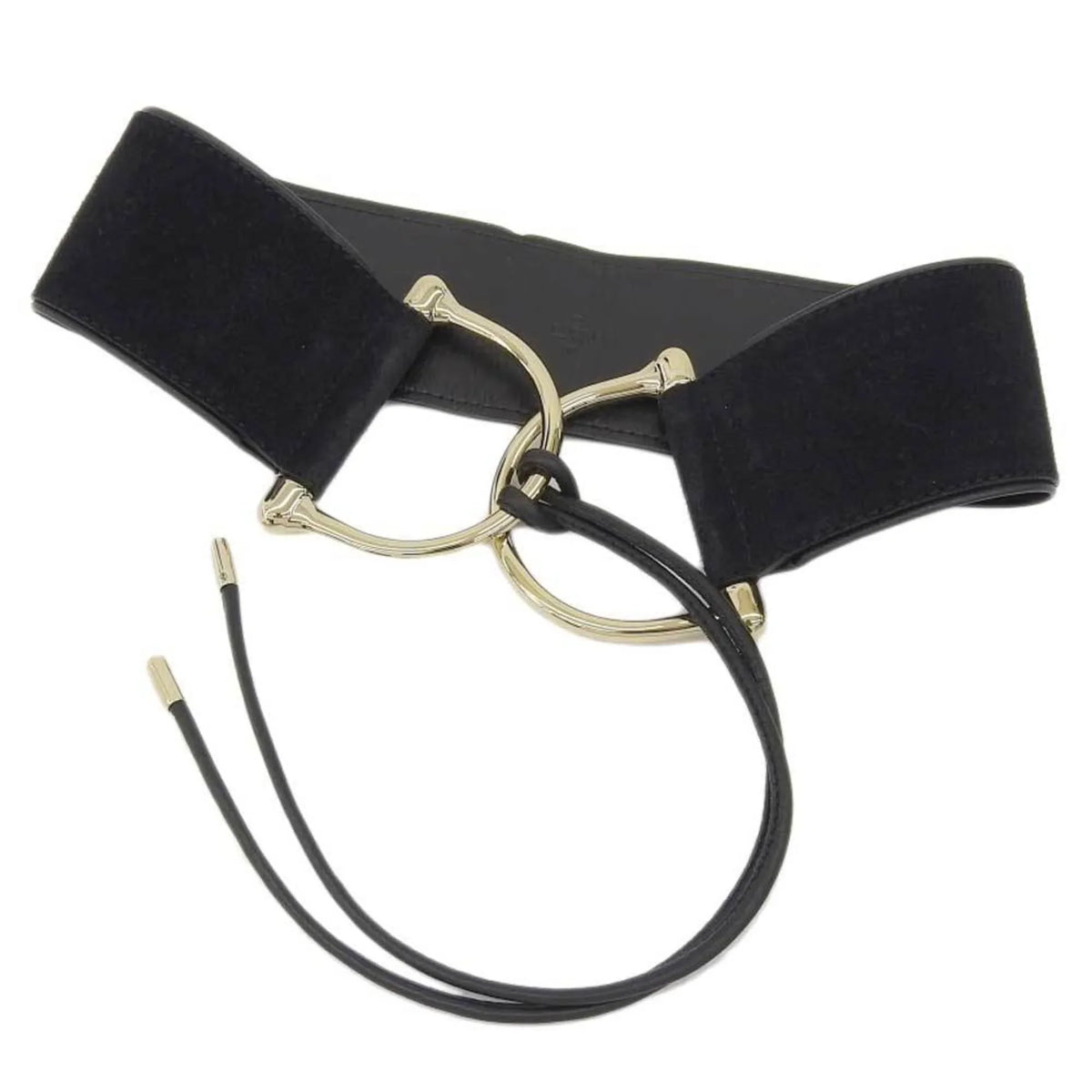Pre-Owned Gucci  wide belt suede black gold metal fittings  waist (Good)