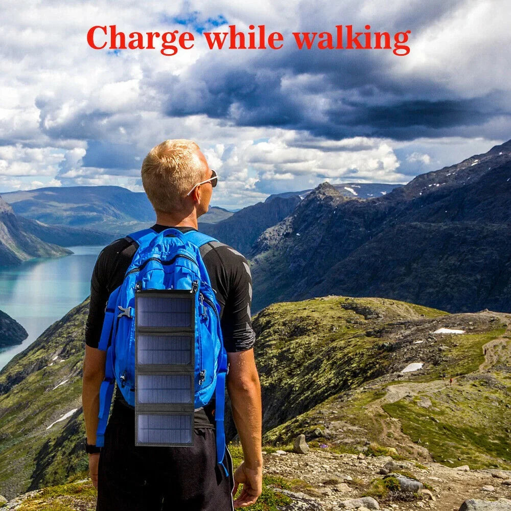 80W Solar Charger Solar Panel Portable Solar Phone Charger Waterproof Power Bank for Phone Fishing Hiking Camping Emergency Outdoors