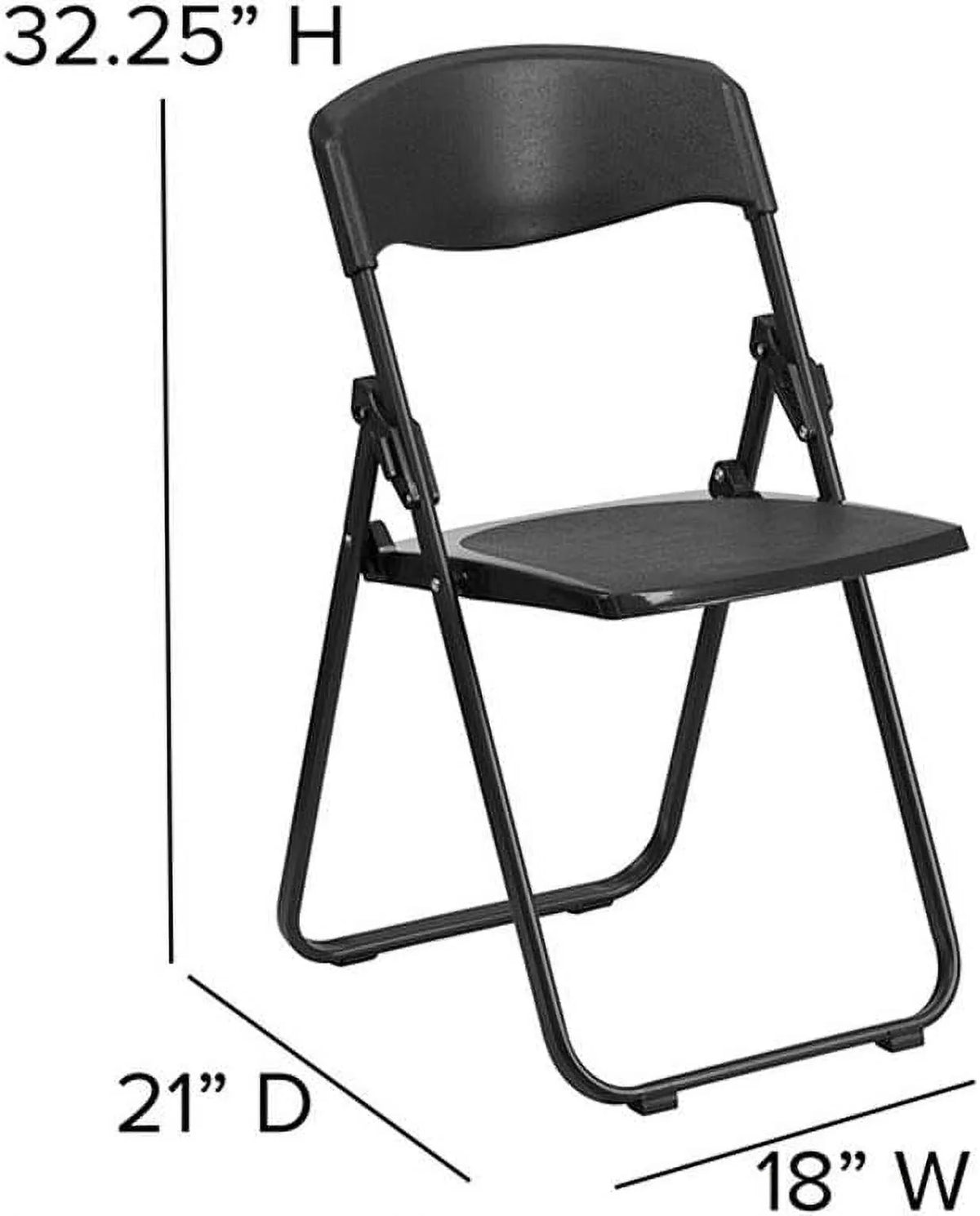 Series 500 Lb. Capacity Heavy Duty Black Plastic Folding Chair With Built-In Ganging Brackets