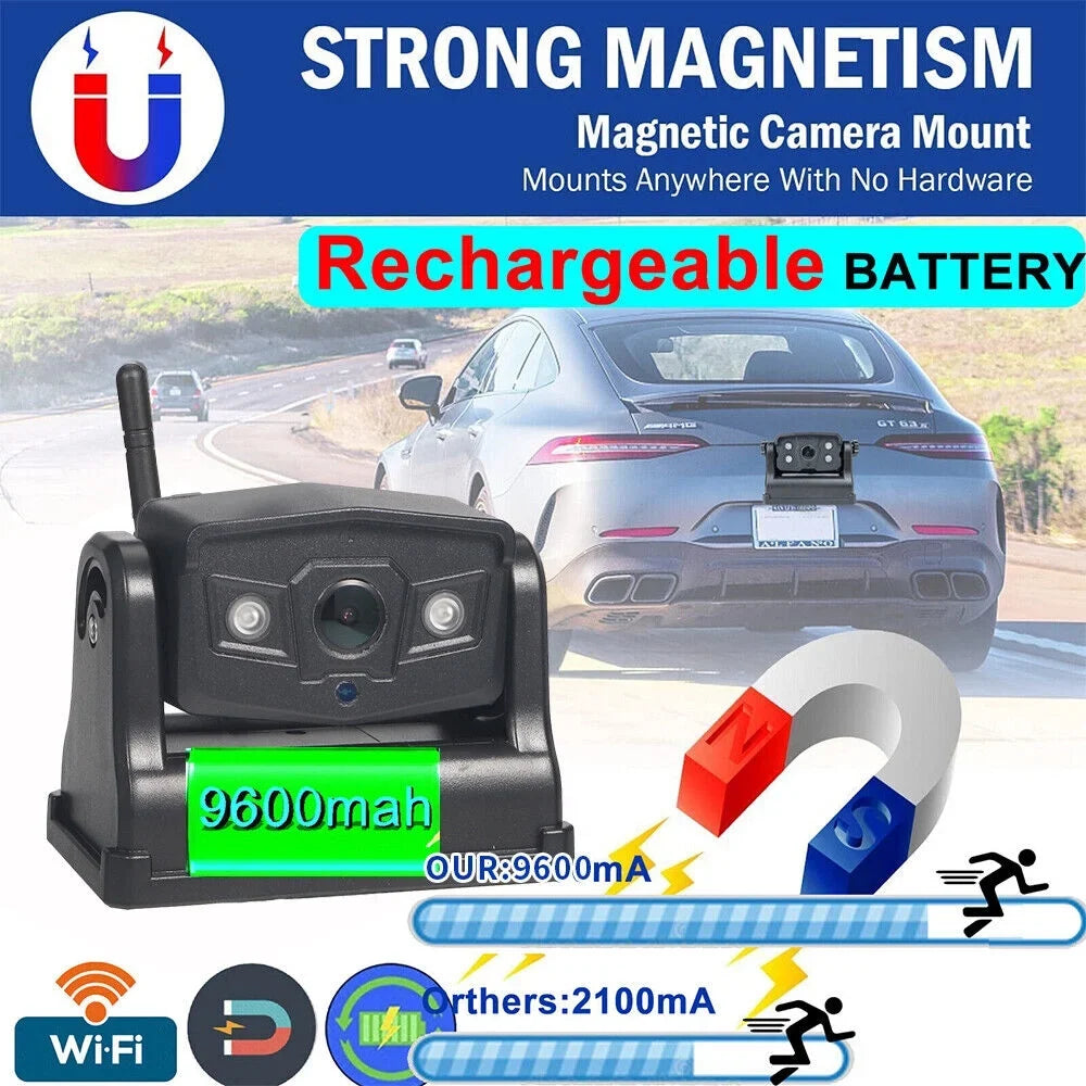 JahyShow Magnetic WiFi Wireless Camera, Reliable Backup for Front/Rear View, 9600mAh Battery