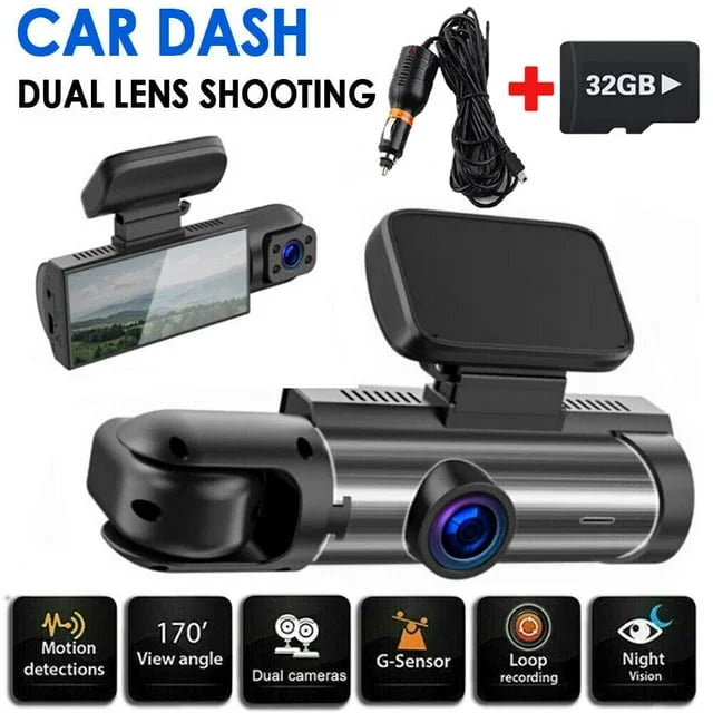 Xhy Car Dash Cam Dual Lens 1080P   Front or Inside Video Camera Driving Recorder Night Vision -Sensor, Motion Detection