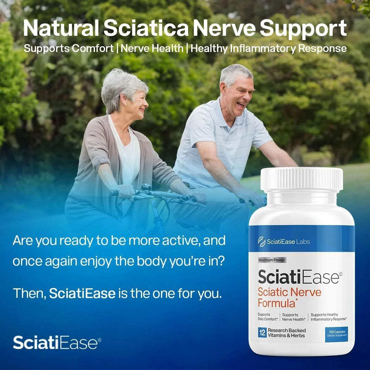 SciatiEase Sciatic Nerve Health Support - Supplement with AlphaPalm, Pea, Vitamin  Complex, Alpha Lipoic Acid 300mg - 120 Capsules - Nerve Support Formula