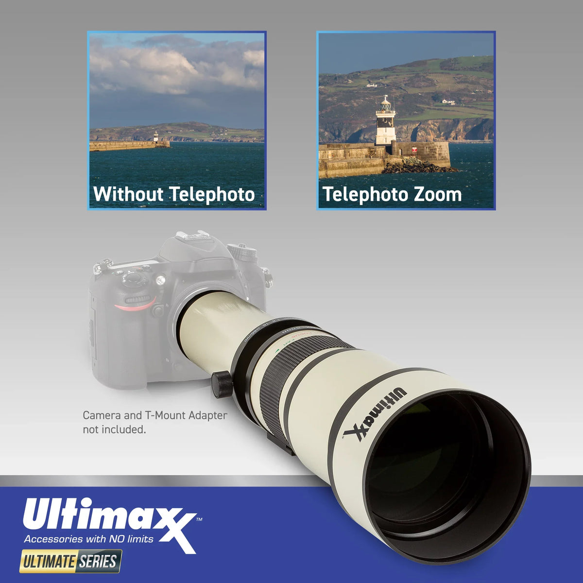 Ultimaxx 650 to 1300mm (with 2X- 1300-2600mm) f/8 Manual Telephoto Lens for Nikon -Mount Cameras & More