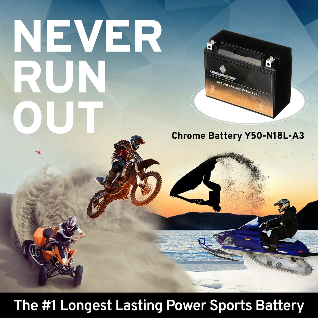 Chrome Battery -n18l-a3 (50-n18l-a3 12 Volt,20 Ah, 260 Cca) Power Sports Battery replaces Gtx18l-bs M6250h 44006