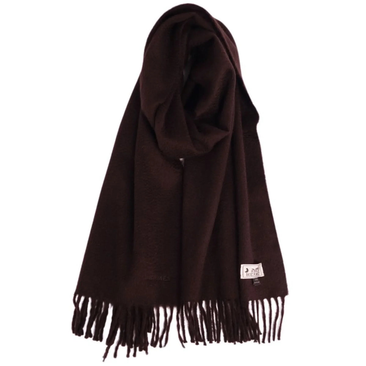 Pre-Owned  scarf 100% cashmere embroidery men's women's dark brown (Good)