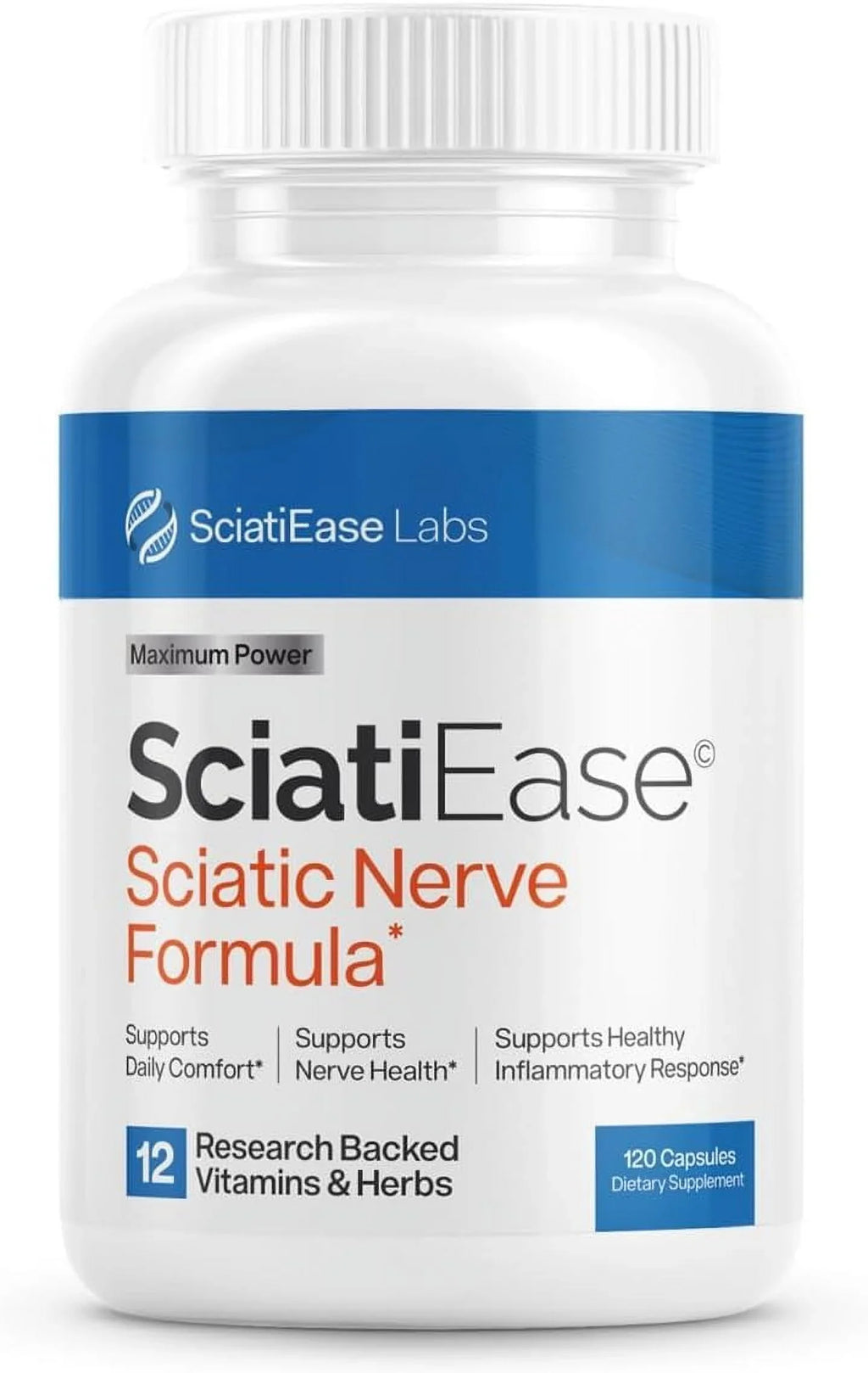 SciatiEase Sciatic Nerve Health Support - Supplement with AlphaPalm, Pea, Vitamin  Complex, Alpha Lipoic Acid 300mg - 120 Capsules - Nerve Support Formula