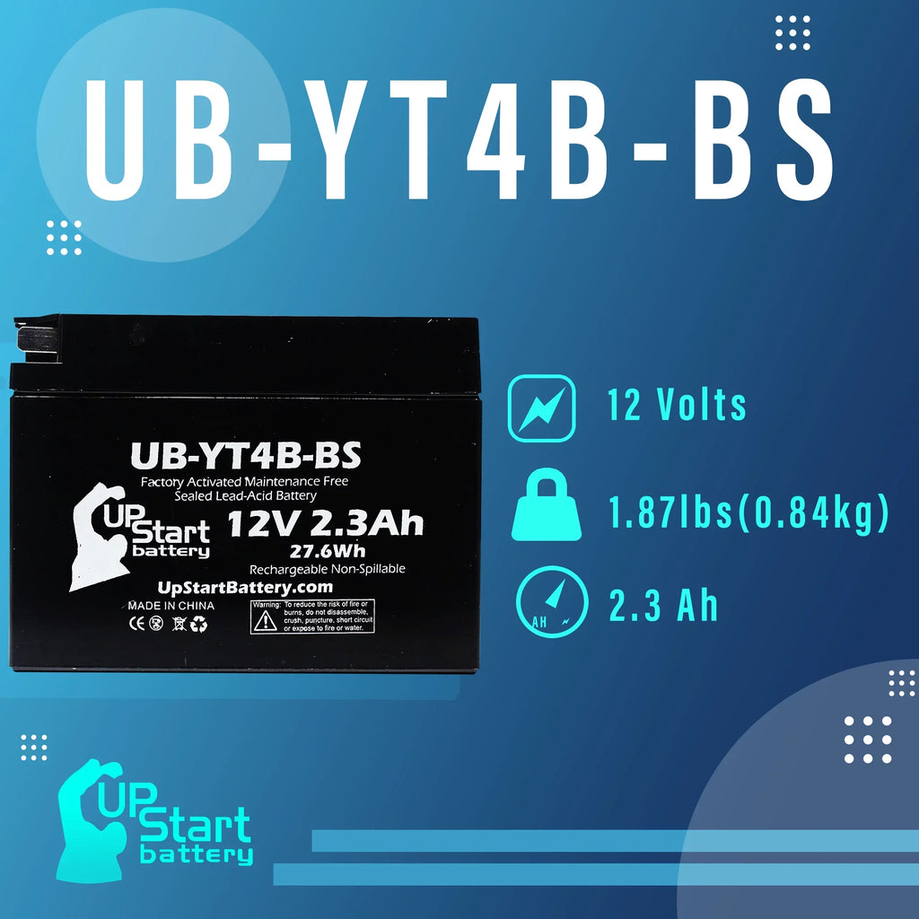 2-Pack UpStart Battery Replacement 2009 Yamaha  400CC Factory Activated, Maintenance Free, Motorcycle Battery - 12V, 2.3Ah, --
