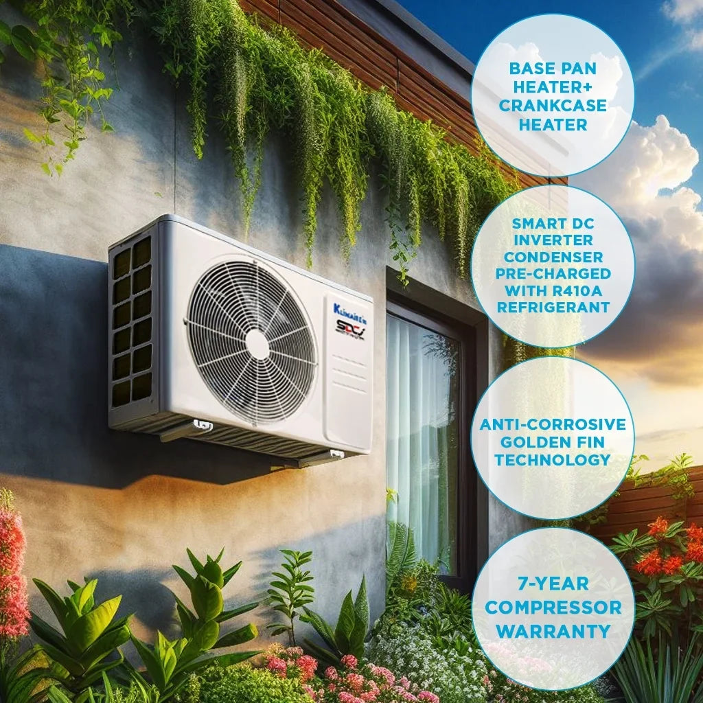 Klimaire 9,000 Btu 21.5  Ductless Mini-Split Heat Pump Air Conditioner up to 400 sq. ft.