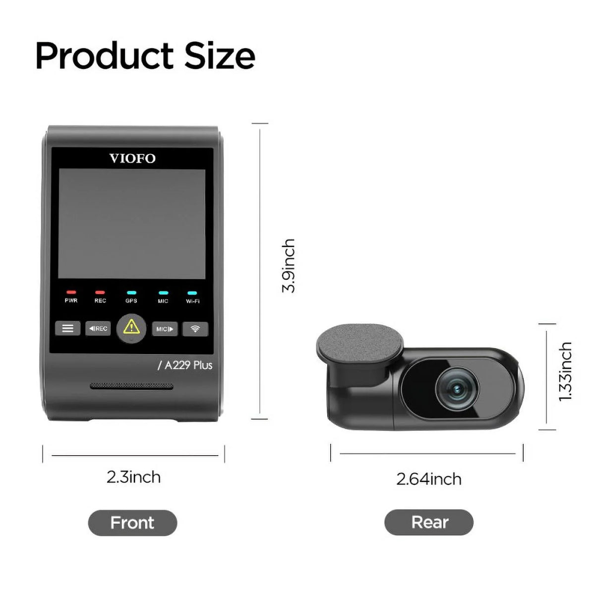 Plus 2K/2K  2-Channel Dash Cam with  2, Voice Control, Wi-Fi, , Parking Mode, Support 512GB Max