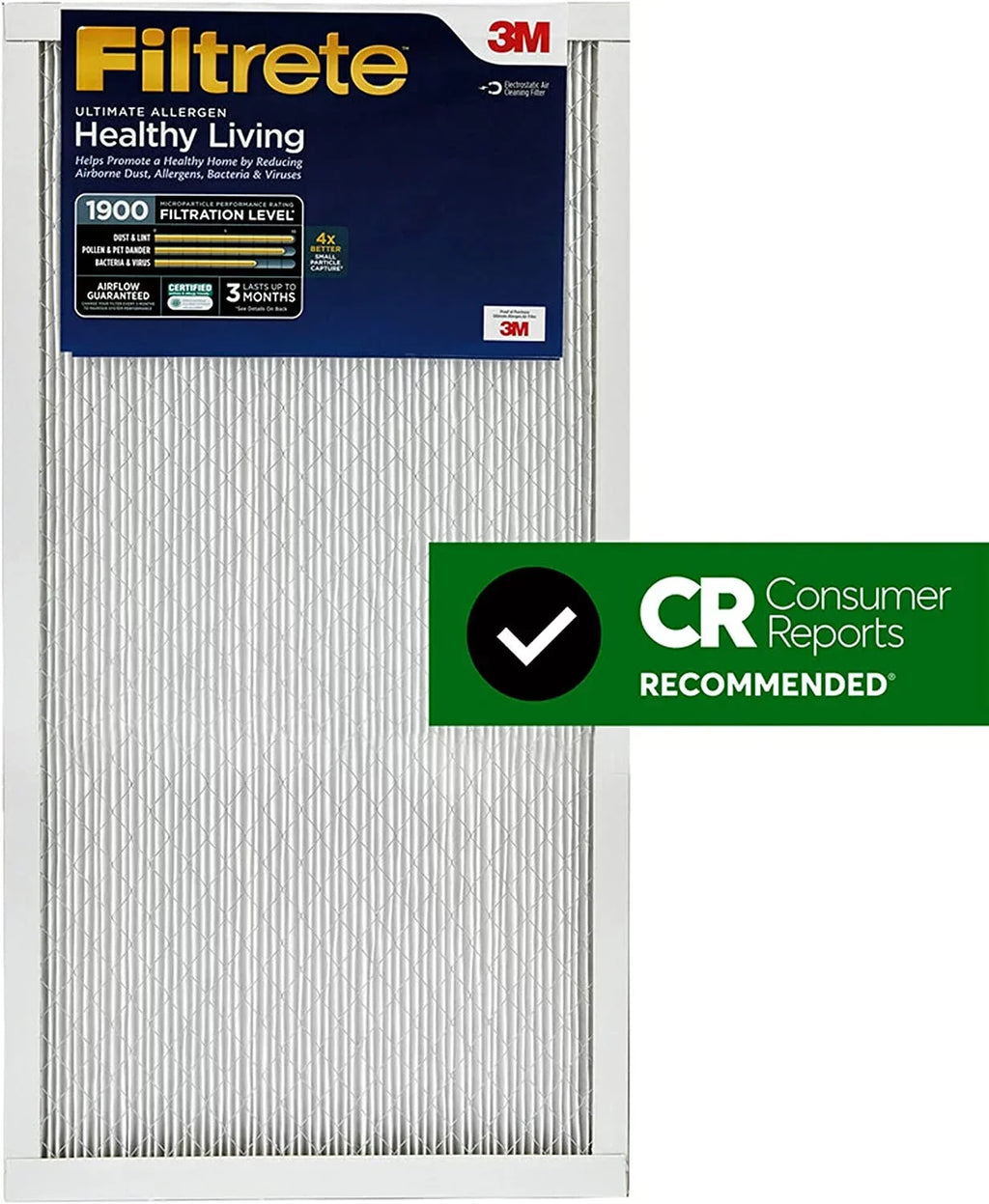 Filtrete 14x20x1,  Furnace Air Filter,  1900, Healthy Living Ultimate Allergen, 6-Pack (exact dimensions 13.81 x 19.81 x 0.78)