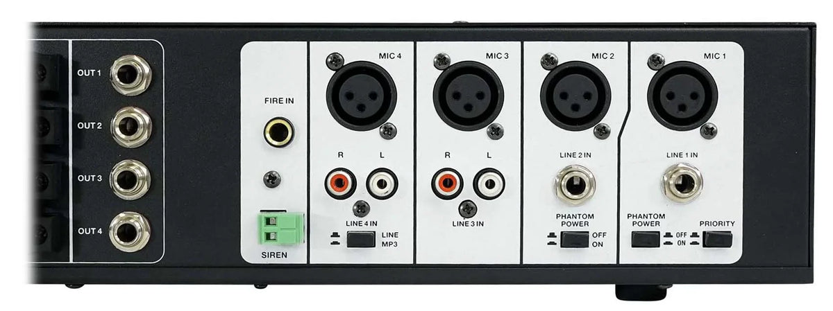 4-Zone Matrix Multi Room 70v Audio System w/ (10)  Black Ceiling Speakers