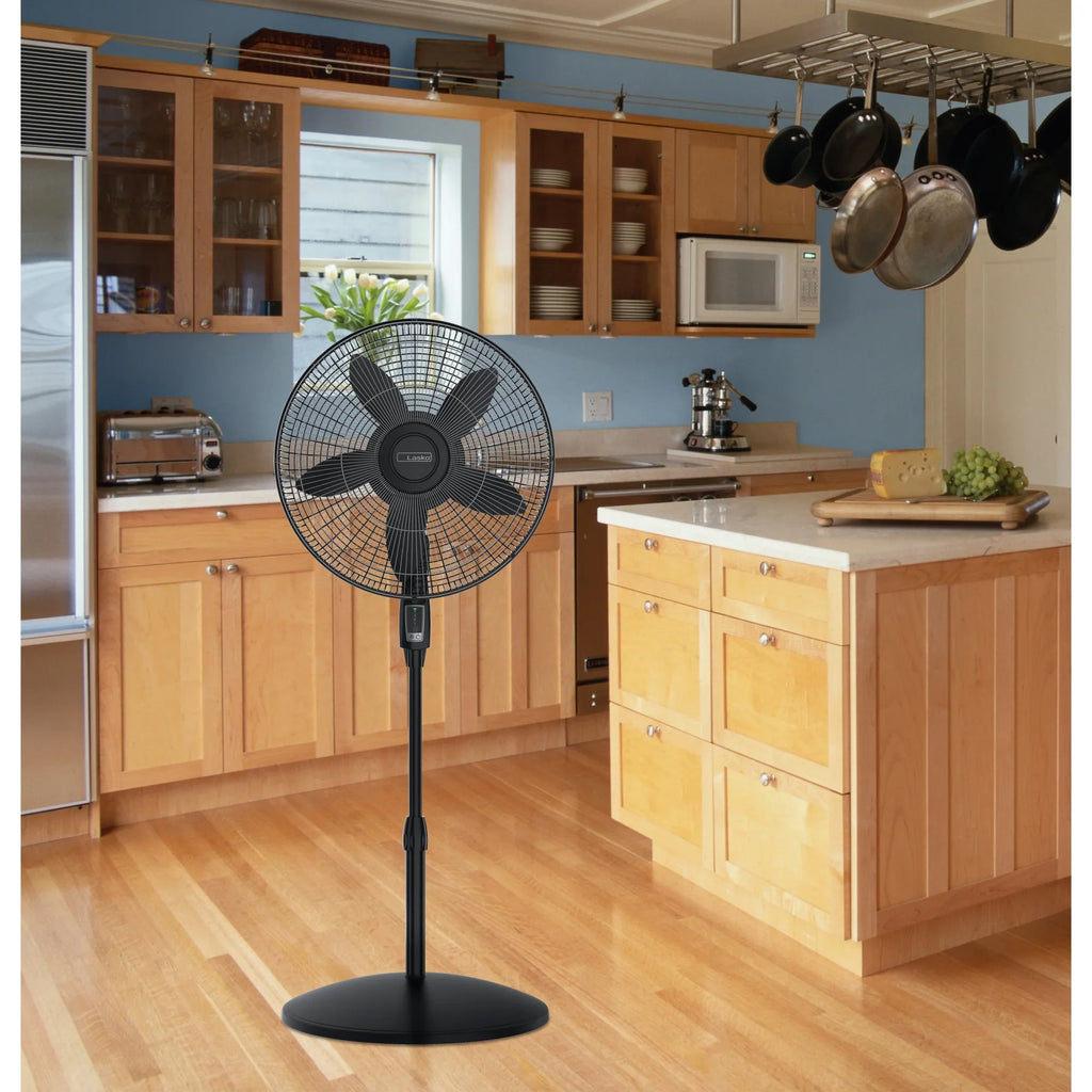 Lasko Cyclone Max 18" 4-Speed Large Room Pedestal Fan with Remote, 53" , Black, , New
