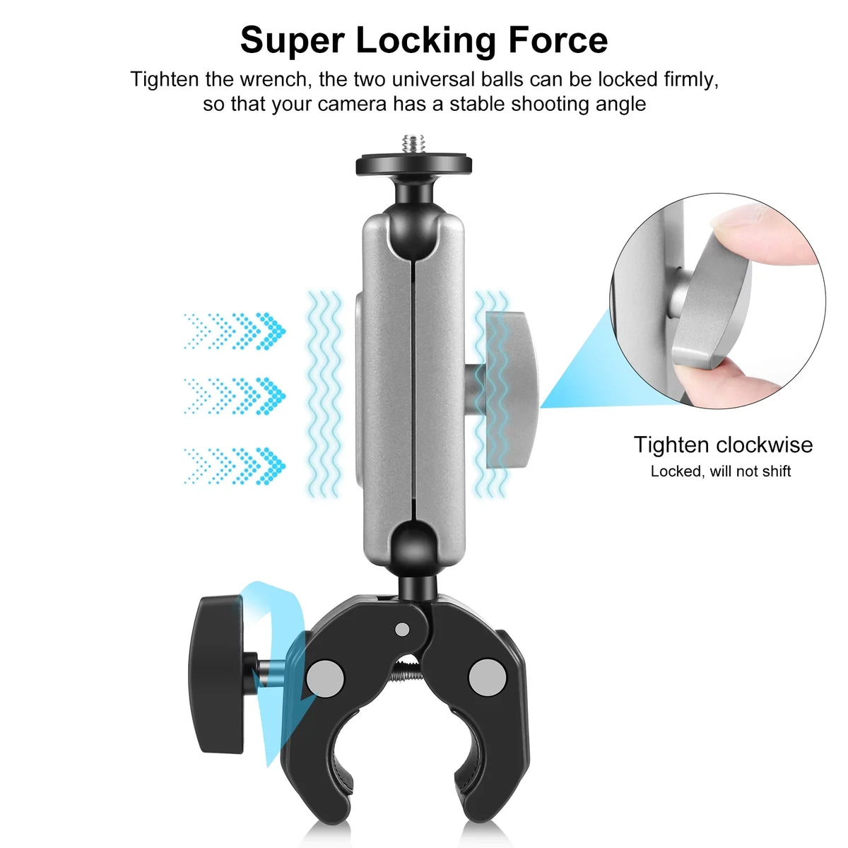 Clamp Mount, Aluminum Alloy Handlebar Adapter, Dual Rotatable Ball Head,   Hero 11/10/9/8 Compatible