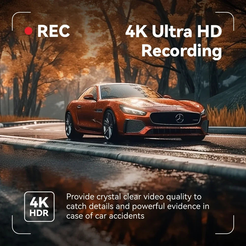 12" 4K Mirror Dash Cam with Backup Camera, 2160P Full  Rearview Mirror Camera, Dual Dash Cam Front and Rear Cameras for Cars, Voice Control, Parking Monitoring, Free 32GB Card &