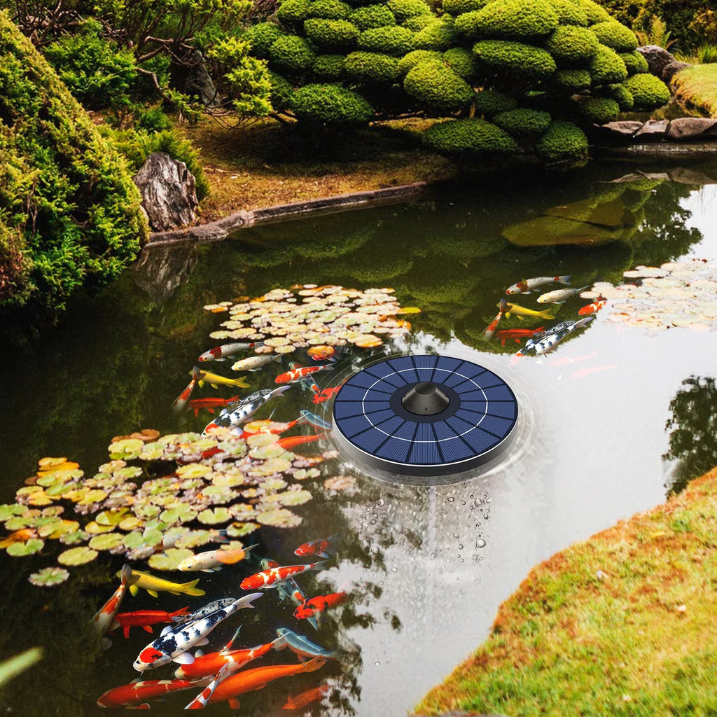 Solar Pond Aerator Pump With Air Hose and Bubble Stone Pond Aerator Fish  Oxygenator for Birdbath Fountain Small Pond Circulation