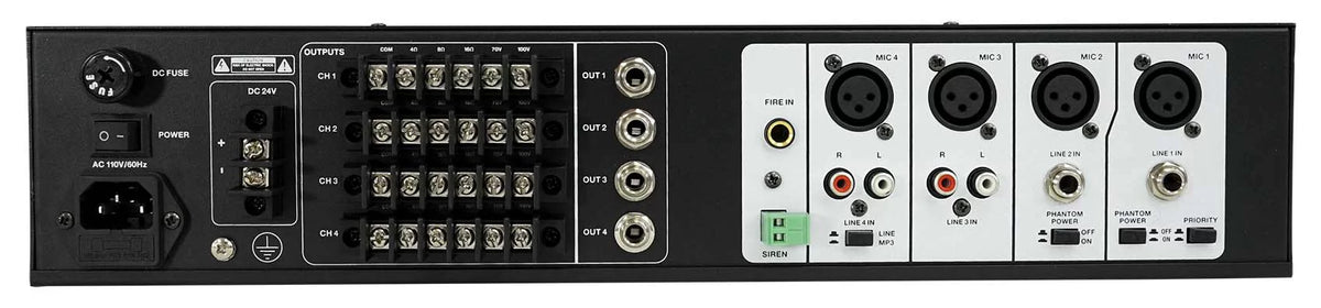4-Zone Matrix Multi Room 70v Audio System w/ (10)  Black Ceiling Speakers