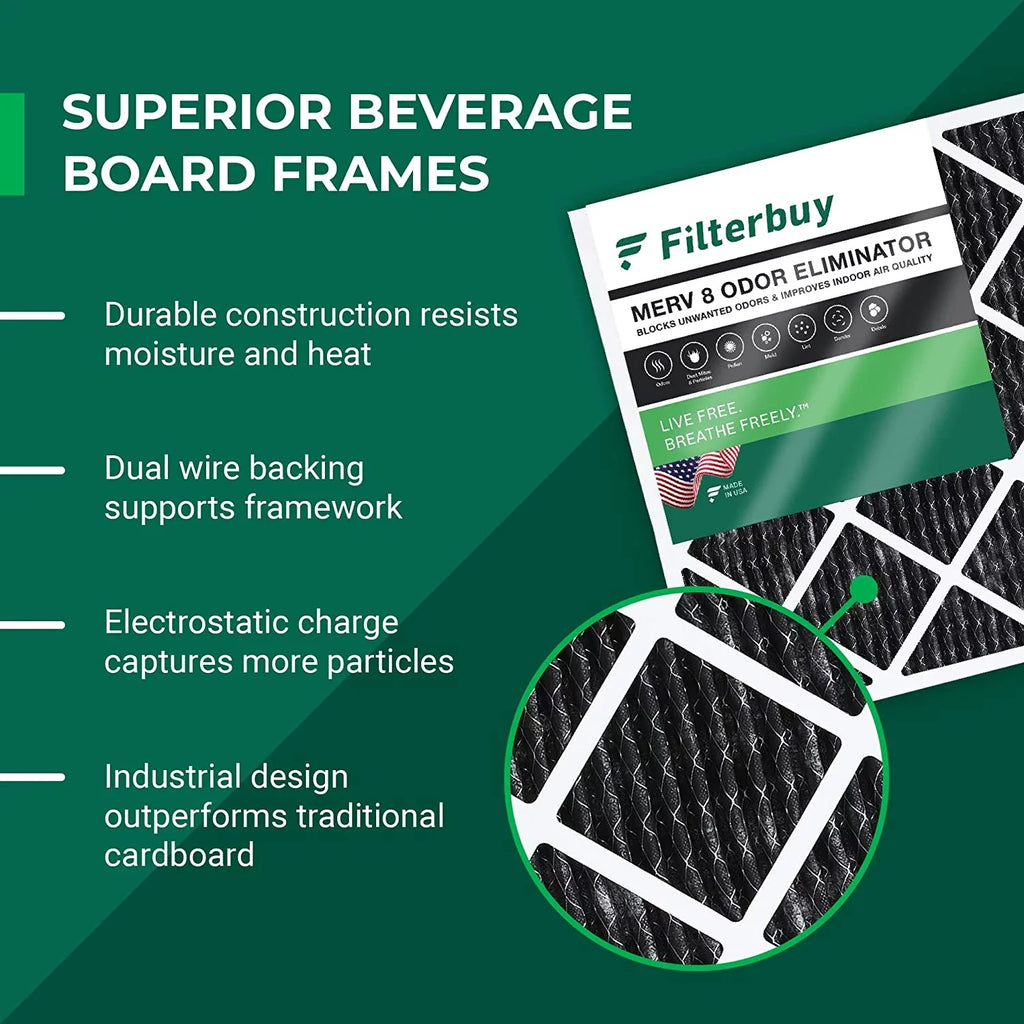 Filterbuy 16x24x1  8 Odor Eliminator Pleated   Furnace Air Filters with Activated Carbon (12-Pack)