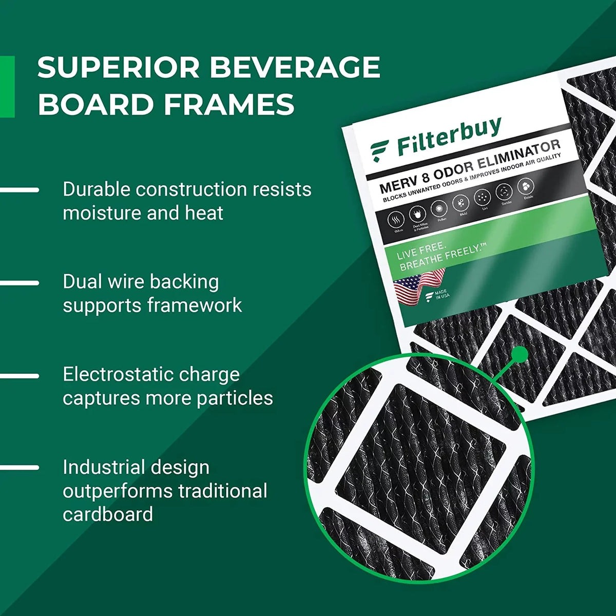 Filterbuy 16x24x1  8 Odor Eliminator Pleated   Furnace Air Filters with Activated Carbon (12-Pack)
