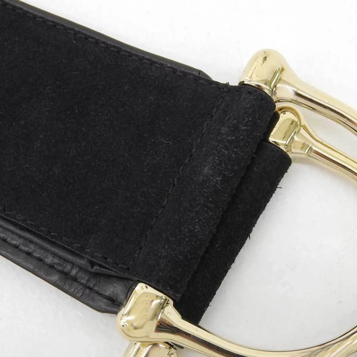Pre-Owned Gucci  wide belt suede black gold metal fittings  waist (Good)