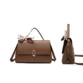 Brown crossbody bags women handbags ladies hand bags square bag Women's Silk Scarf Handle  Leather Flap Shoulder Bag