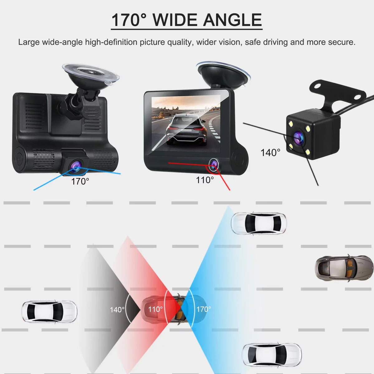 Capture Every Detail， Nebublu Dash Cam, 1080P Full  Front and Rear Dual Camera, 4 Inch  Screen, Loop Recording, Motion Detection, Parking Monitor!