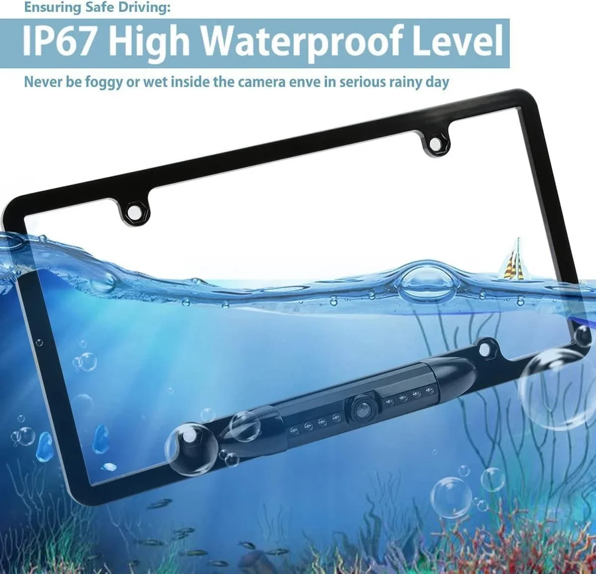 Backup Camera License Plate  Night Vision Rear View 170° Angle Waterproof Compatible with Pioneer Car Radio -100BT - -160BT  -120BT -210EX -2550NEX