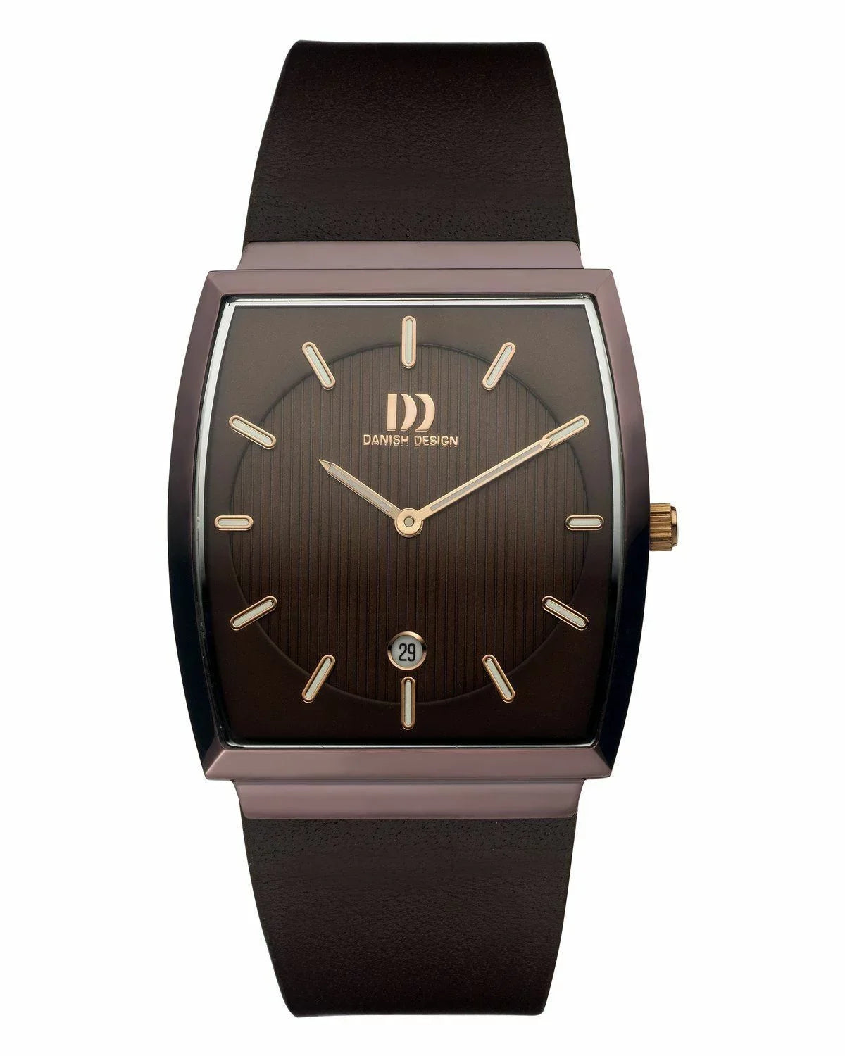Danish Design  Stainless Steel Brown Dial Leather Rectangle Men's Watch