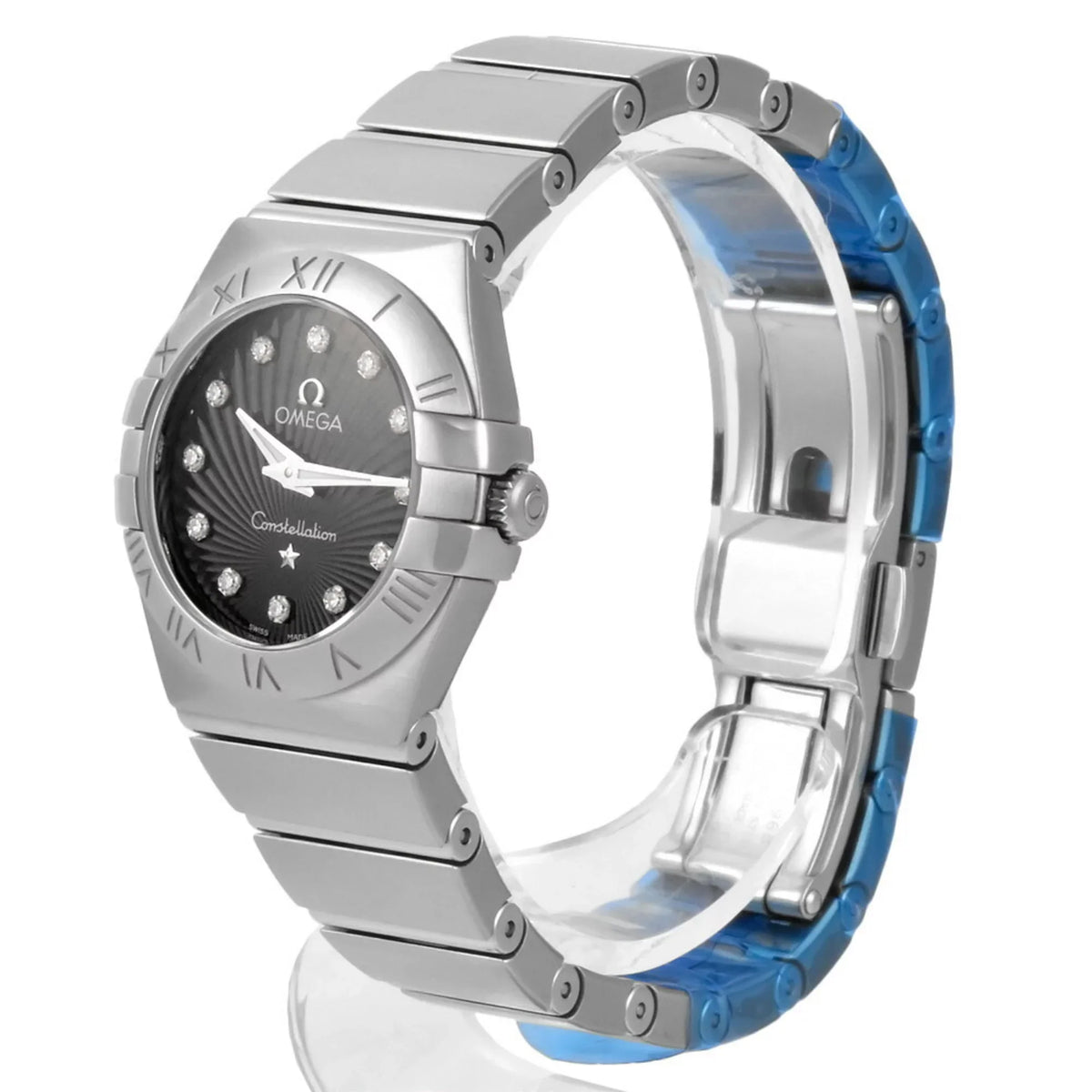 Pre-Owned Omega  Constellation 12P Diamond Index  Women's Quartz Watch Black Dial 123.10.24.60.51.001 (Good)