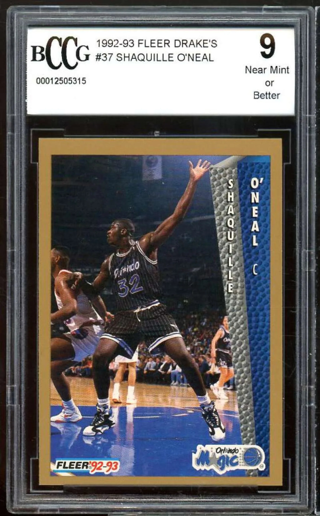1992-93 Fleer Drake's #37 Shaquille 'neal Rookie Card   9 Mint+