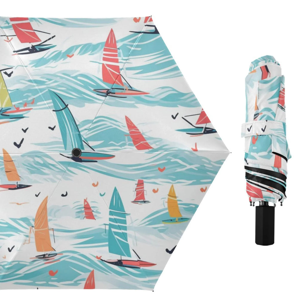 Sailvessel on Sea Compact Folding Umbrella for Rain Windproof Travel Umbrella  50+ Lightweight Packable Arc Size