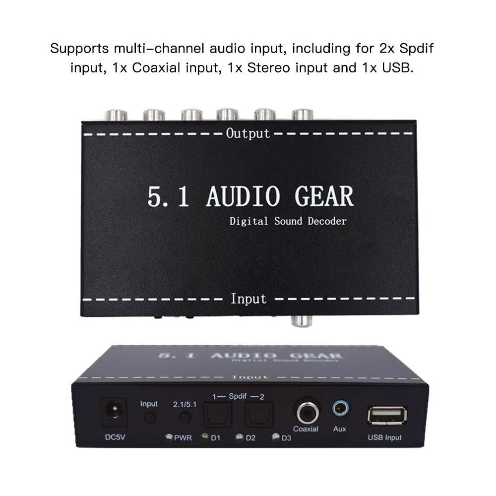 Nebublu Digital Audio Decoder,Audio Sound Decoder 5.1 Audio Sound Converter 3.5mm Audio Dolby  Audio Converter 3.5mm Sound Decoder Audio Montloxs Ajcoflt Noprm Audio Decoder Audio Decoder -