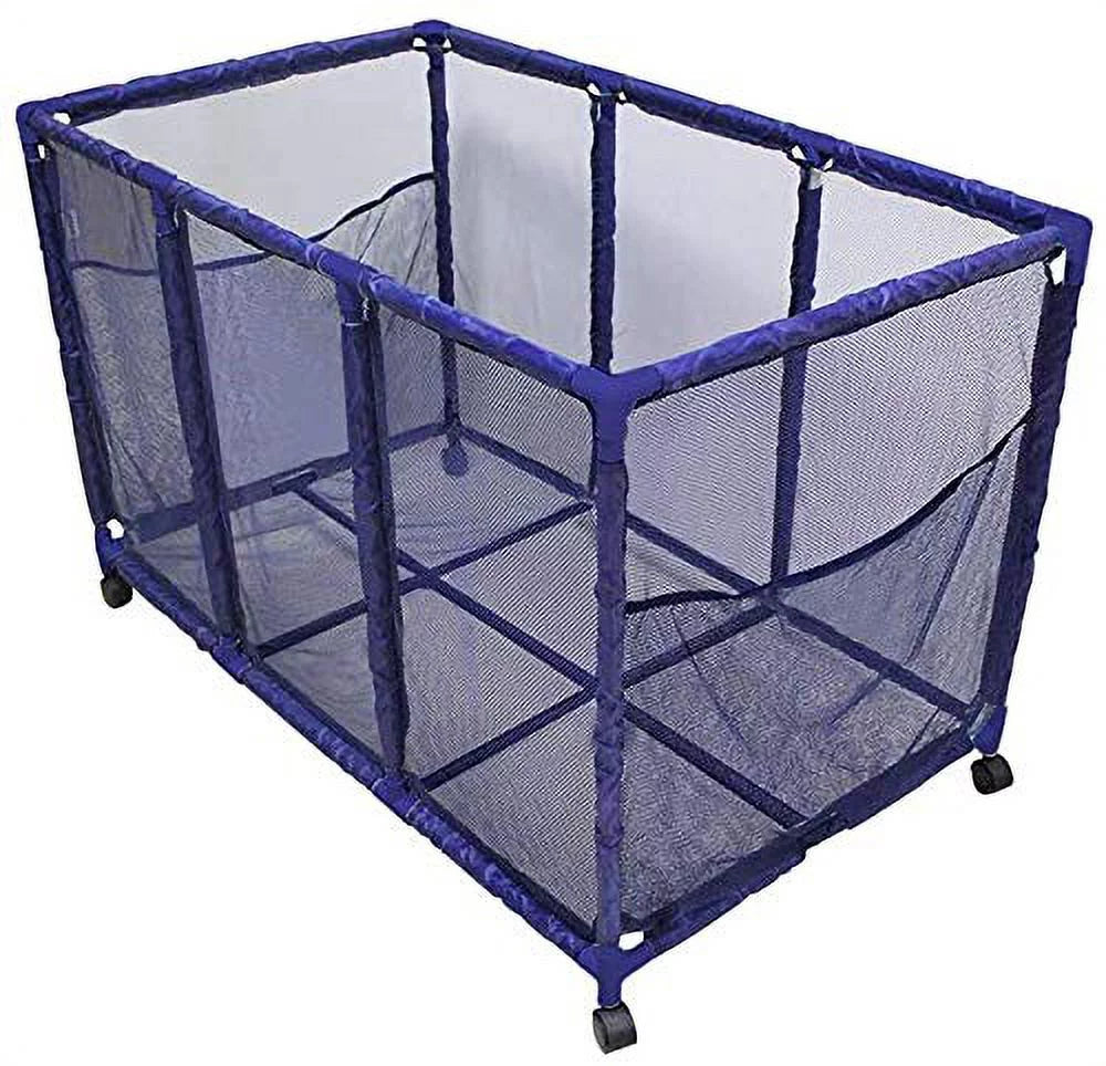 Essentially Yours Pool Noodles Holder, Toys, Floats, Balls and Floats Equipment Mesh Rolling Storage Organizer Bin, Kids Height, Large, (43"  x 25"  x 28" ), Blue Style 563009