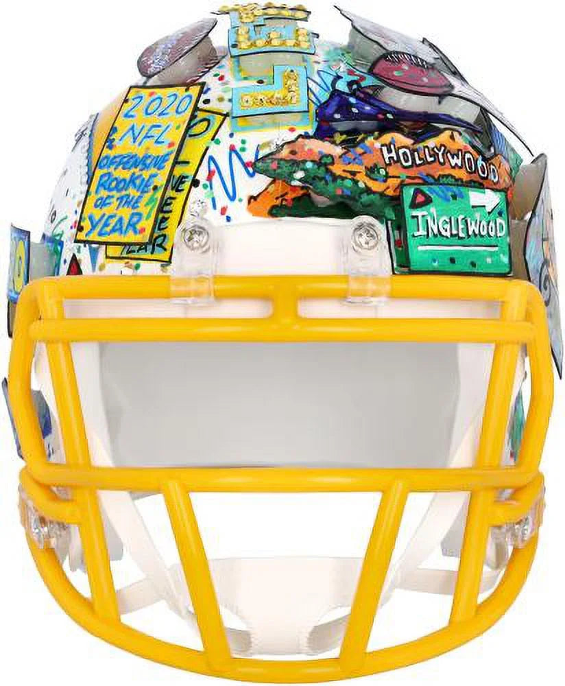 Justin Herbert Los Angeles Chargers Autographed Speed Mini Helmet - Hand Painted by Artist Charles Fazzino -  - Fanatics Authentic Certified
