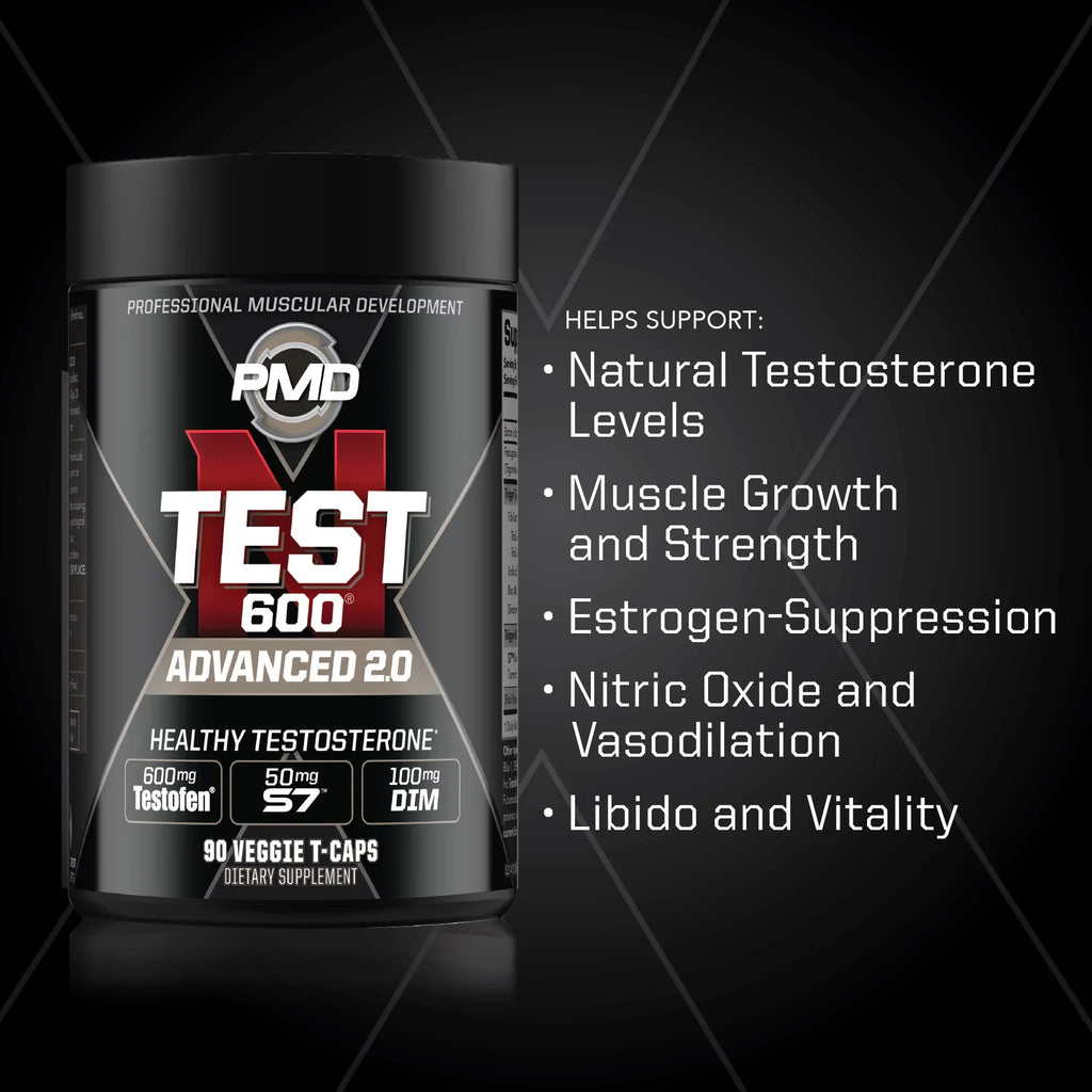Sports -Test 600 Advanced Testosterone Booster for Men - Strong and Powerful With Testofen - Training And Bodybuilding - Lean Muscle Growth And Strength Gains - Test Boost (90 Veggie-Caps))