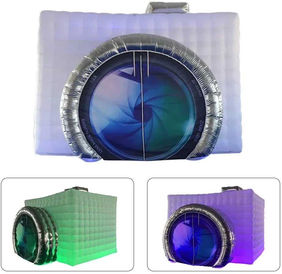 Miumaoev Inflatable Photo Booth Enclosure Camera Shaped Inflatable Cube Tent with Blower, Photo Booth Backdrop for Wedding, Event, Show, Exhibition 3.52.82.5M
