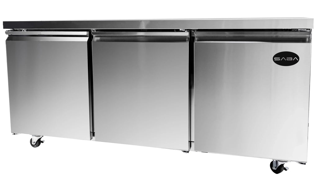 Heavy Duty Commercial 72" Three Door Undercounter Refrigerator