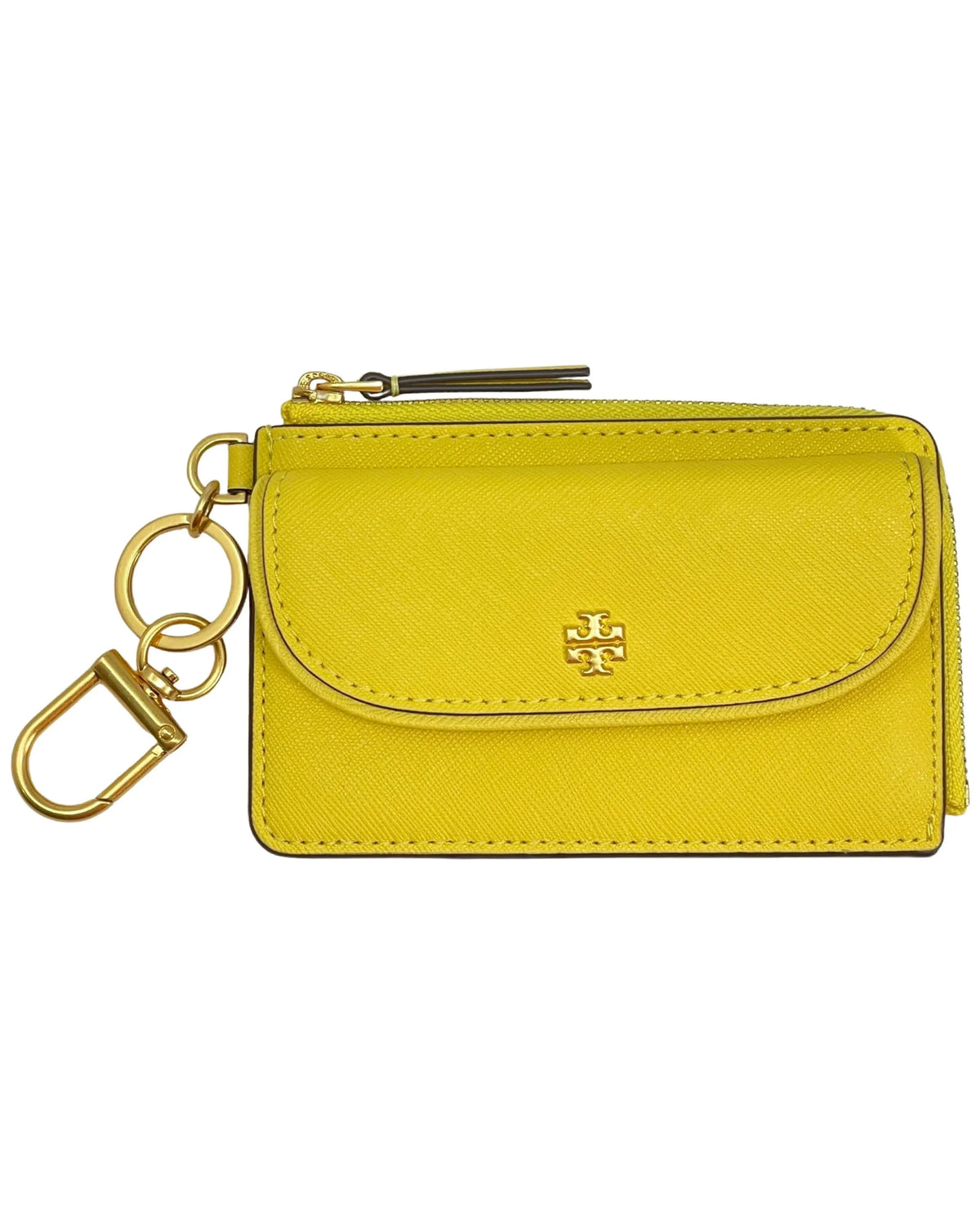 Tory Burch Emerson Saffiano Leather Zip Card Case (Yarrow)