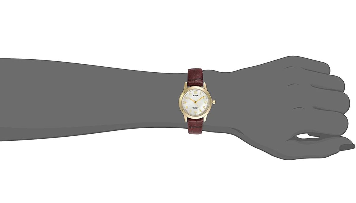 Timex Women's Essex Avenue Gold/Burgundy/ 25mm Dress Watch, Leather Strap