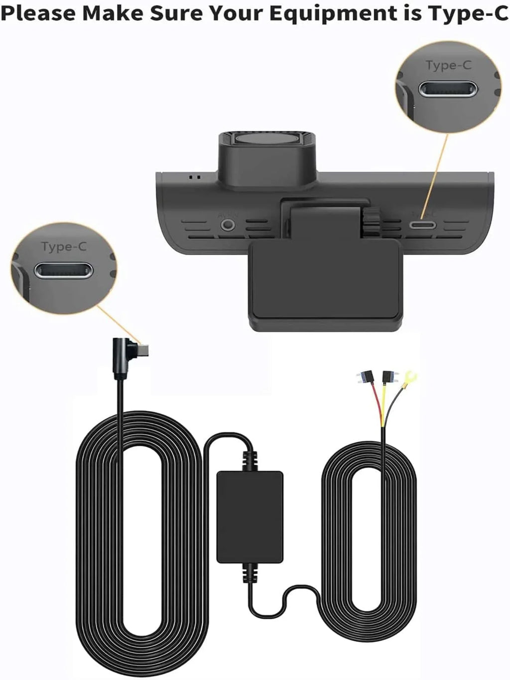 4K Dash Cam with Wi-Fi,  Front Camera, and Type- Hardwire Kit