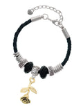 Delight Jewelry Goldtone Stemmed Rose Big Sister Celtic Knot Leather Bead Bracelet, 7"+2" Extender