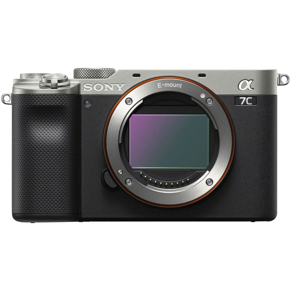 Sony a7C Mirrorless Full Frame Camera Body with Sony  24mm .8  Compact Lens  Silver / Bundle with Deco Gear Photography Backpack Case + Microphone +  + Monopod and Accessories