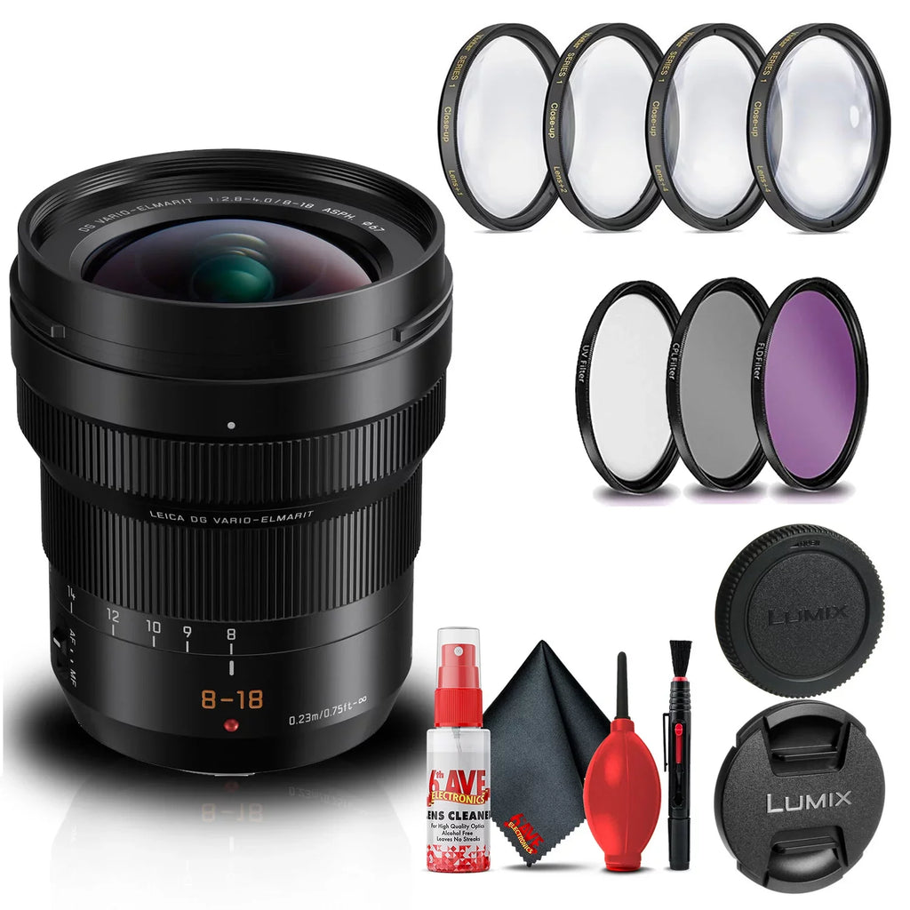 Panasonic Leica  Vario-Elmarit 8-18mm f2.8-4 Lens Bundle with 67mm Filter Kit