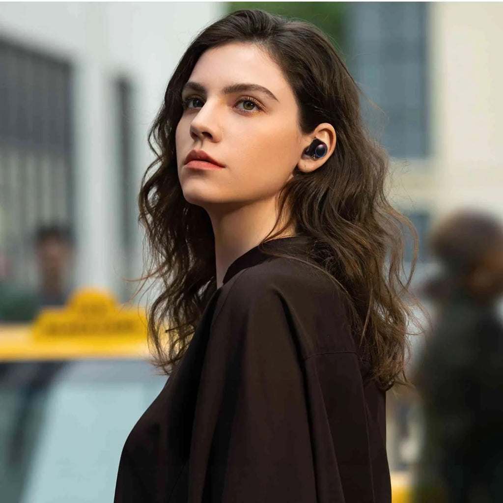 UrbanX True Wireless Bluetooth Earbuds + Charging Case, Black, Dual Connect,  Water Resistance, Bluetooth 5.2 Connection, Balanced, Bass Boost Compatible with Lenovo  Youth