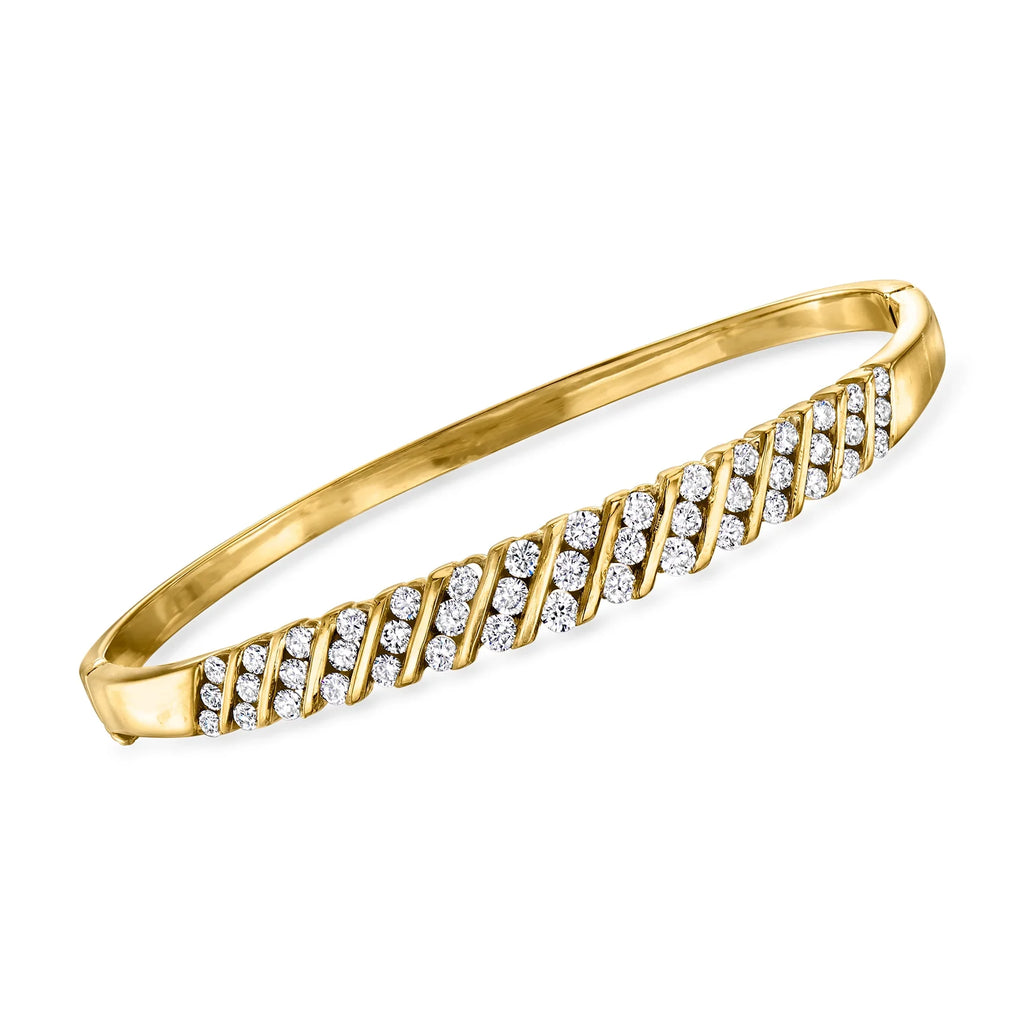 Ross-Simons . 1990 Vintage 2.00 ct. t.w. Diamond Bangle Bracelet in 14kt Yellow Gold, Women's, Adult, Pre-Owned
