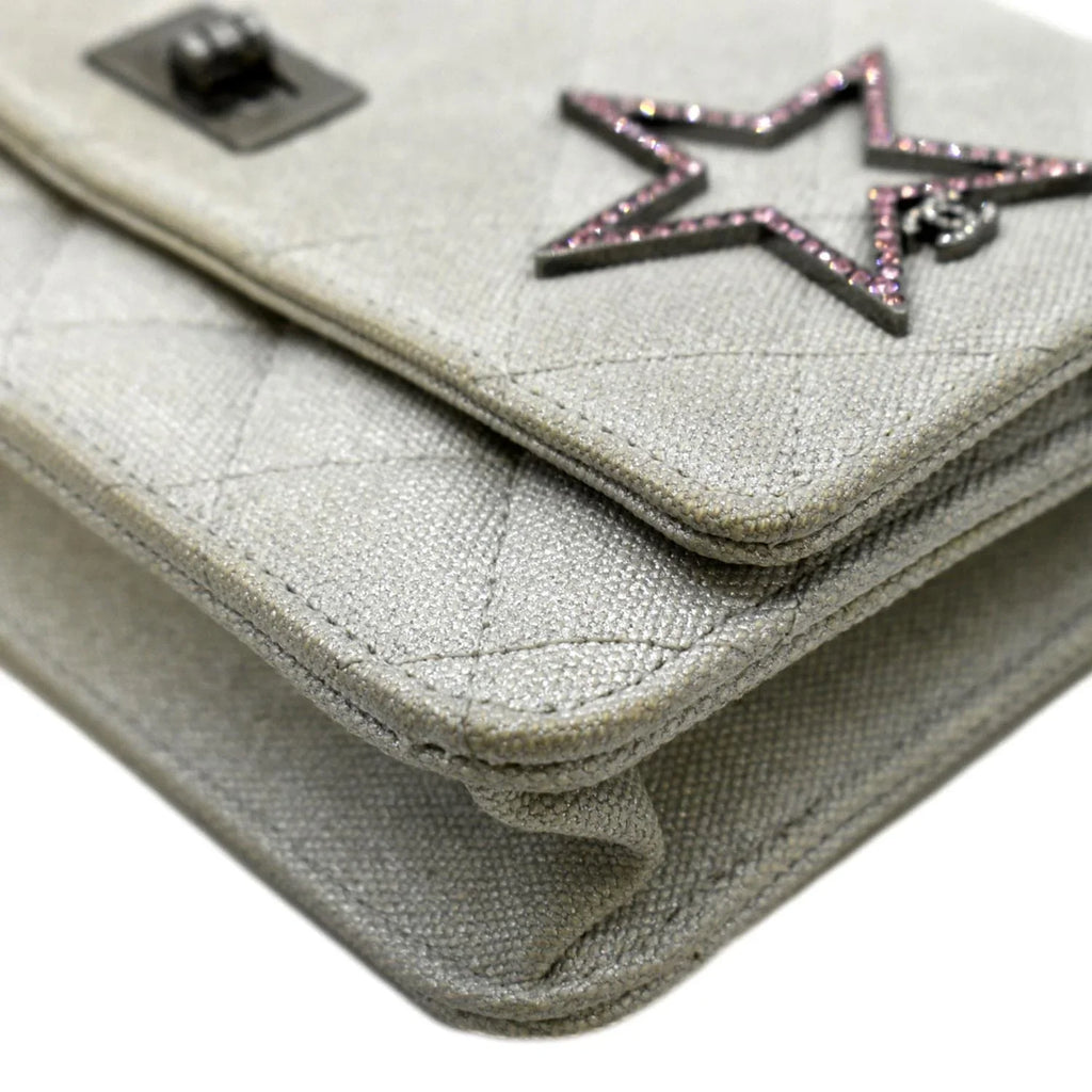 Pre-Owned  Classic 2.55 Reissue Space Charm Quilted Canvas  Crossbody Bag Light Grey
