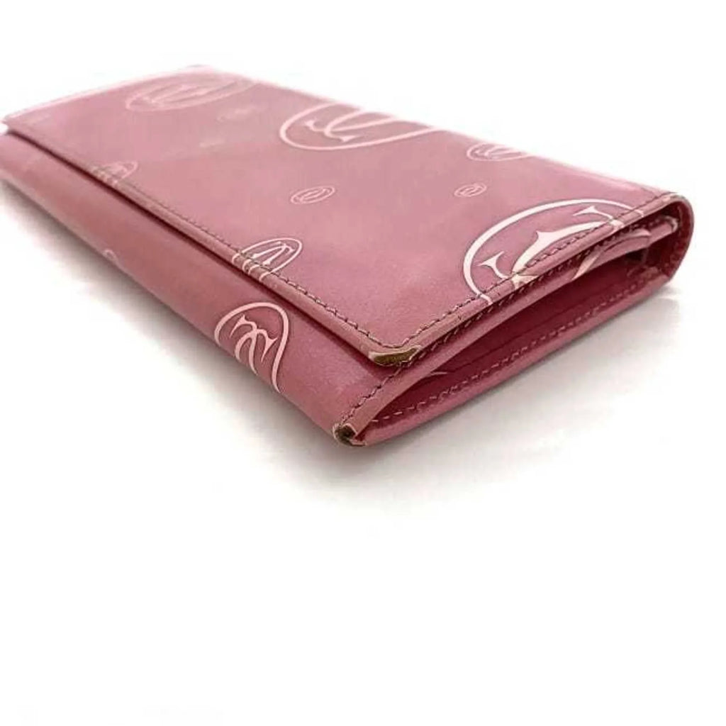 Pre-Owned Cartier Bifold Long Wallet Pink Happy Birthday  Leather 2C Motif Ladies (Fair)