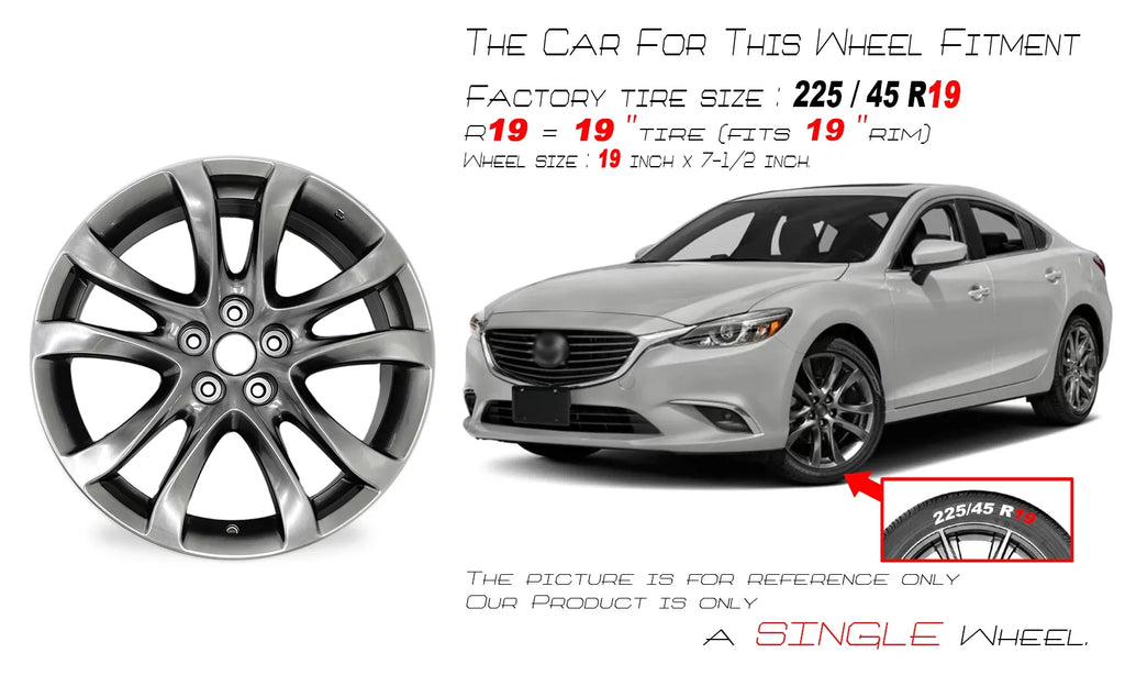 19" 19x7.5" Automotive Rim New Single Wheel for Mazda 6 2014 - 2017 Dark Hyper Silver  Quality Replacement