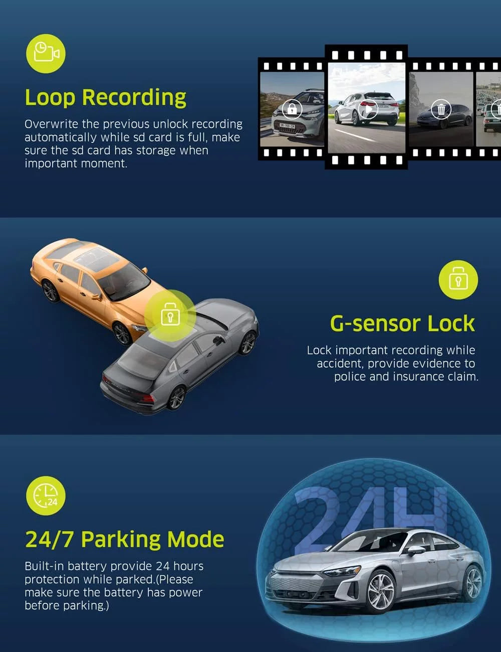 4K Dual Dash Cam  WiFi Car Camera, 2160P+1080P Dashcam Front and Inside  Night Vision, 3.16”  Screen, Night Vision, 170°Wide Angle, , 24H Parking Mode