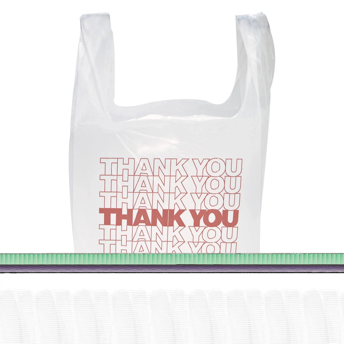Inteplast Group "Thank You" Handled -Shirt Bags, 11 1/2 x 21, Polyethylene, White, 900/Carton