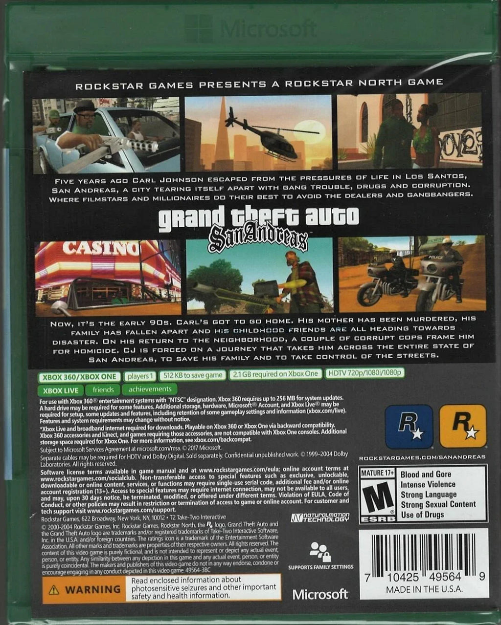 Grand Theft Auto: San Andreas ( Packaging) Xbox 360 (Brand New Factory Sealed-0710425495649